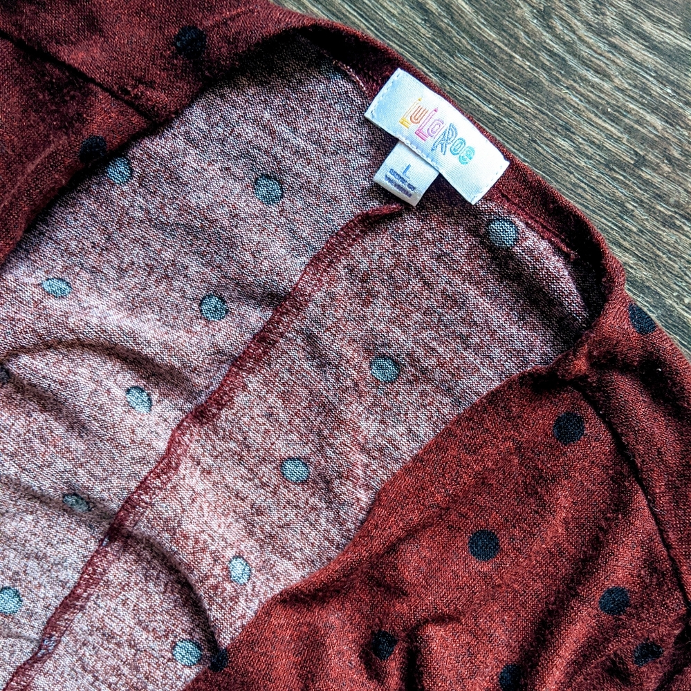 Lularoe Sarah Cardigan, polka dot, size large